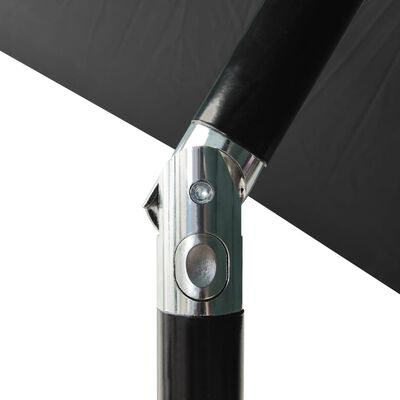 vidaXL Чадър с LED и стоманен прът, антрацит, 2x3 м