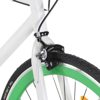 vidaXL Велосипед с фиксирана предавка, бяло и зелено, 700c, 59 см