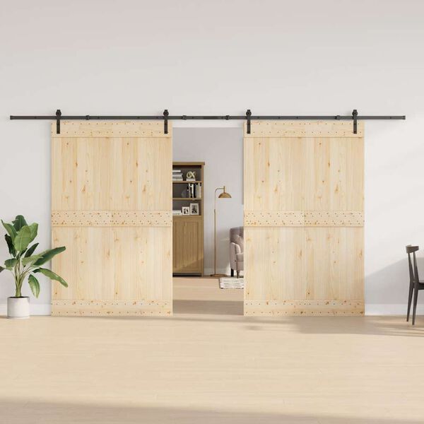 vidaXL Комплект механизъм за плъзгаща врата, 427 см, стомана, черен