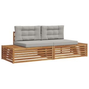 vidaXL Комплект дивани за открито 2 Брой Естествено и светло сиво