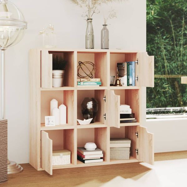 vidaXL Етажерка за книги, дъб сонома, 88,5x27,5x88 см, ПДЧ