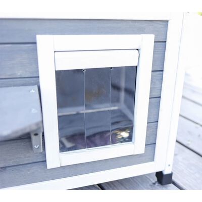 Kerbl Външна къщичка за котки Family, 57x55x80 см, сиво и бяло