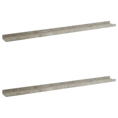vidaXL Стенни рафтове, 2 бр, бетонно сиви, 100x9x3 см