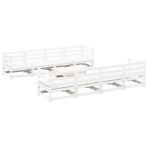 vidaXL Градински комплект диван от 9 части, бял, масивно дърво бор