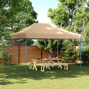 vidaXL Сгъваема парти шатра, pop-up, бежова, 410x279x315 см