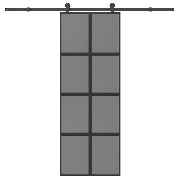 vidaXL Плъзгаща се врата с обков 76x205 см Закалено стъкло&Алуминий