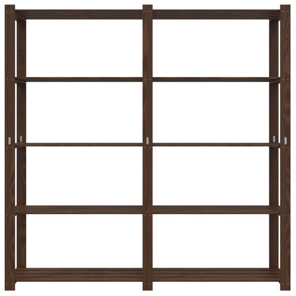 vidaXL 5-етажен стелаж за съхранение, кафяв, 170x38x170 см, бор масив