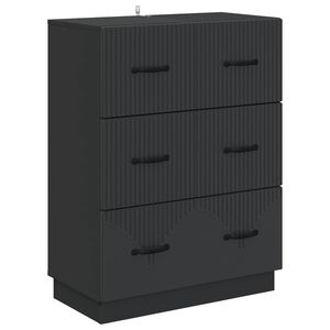 vidaXL Чекмеджетен шкаф Черно 66 x 34,5 x 87 см Инженерна дървесина