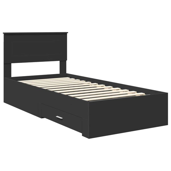 vidaXL Рамка за легло Черен и сребрист 100 x 200 cm Инженерно дърво