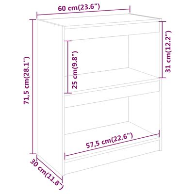 vidaXL Библиотека/разделител за стая, сива, 60x30x71,5 см, бор масив