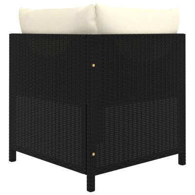 vidaXL Модулен ъглов диван с възглавници, черен полиратан