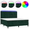 vidaXL Боксспринг легло с матрак и LED, тъмнозелено, 160x200см, кадифе