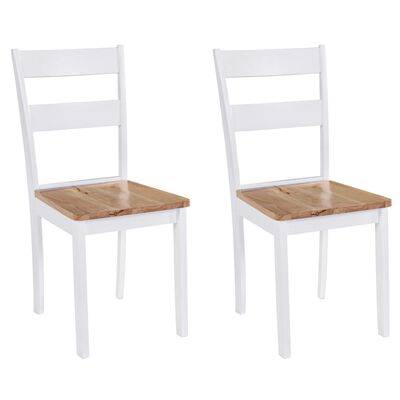 vidaXL Трапезни столове, 2 бр, бели, каучуково дърво масив