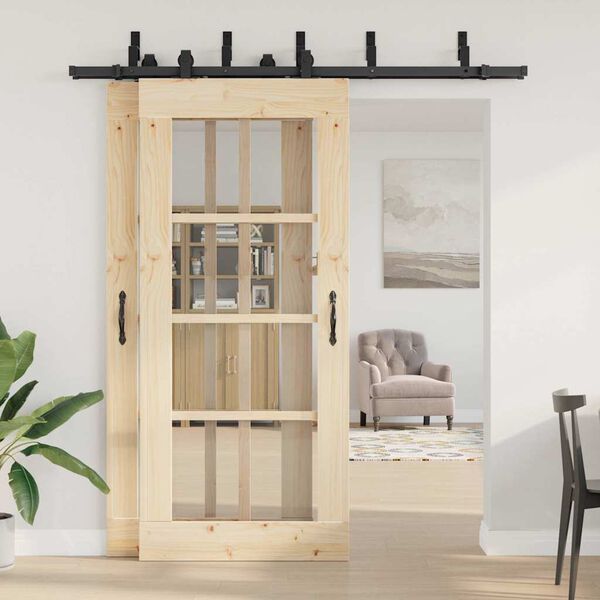 vidaXL Комплект механизъм за плъзгаща врата, 200 см, стомана, черен