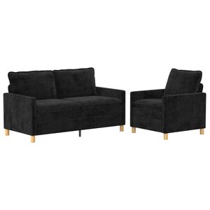 vidaXL Комплект дивани 2 pcs Черно Полиестер