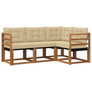 vidaXL Комплект дивани за открито 4 pcs Натурален и Бежов