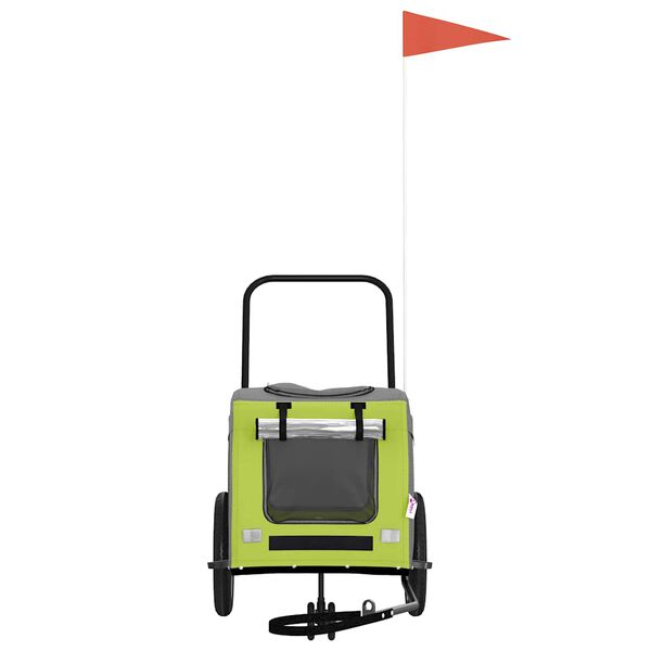 vidaXL Ремарке за велосипед за домашни любимци Зелен и сив