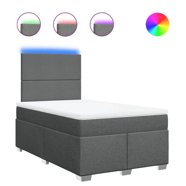 vidaXL Боксспринг легло с матрак, тъмносиво, 120x190 см, плат