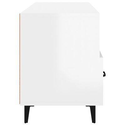 vidaXL ТВ шкаф, бял гланц, 102x35x50 см, инженерно дърво