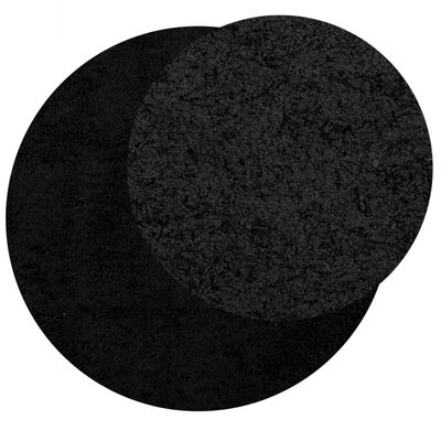 vidaXL Шаги килим с дълъг косъм "PAMPLONA" модерен черен Ø 80 см