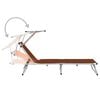 312461 vidaXL Folding Sun Loungers with Roof 2 pcs Aluminium&Textilene Brown