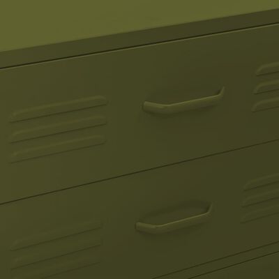 vidaXL Шкаф с чекмеджета, маслиненозелен, 80х35х101,5 см, стомана
