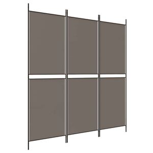 vidaXL Параван за стая, 3 панела, антрацит, 150x180 cм, плат