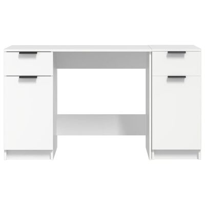 vidaXL Бюро със страничен шкаф, бял, инженерно дърво
