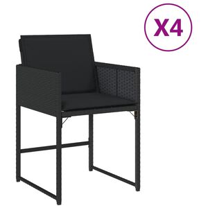 vidaXL Градински столове с възглавници, 4 бр, черен, полиратан