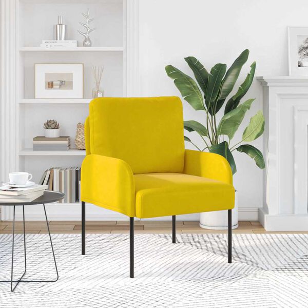 vidaXL Дивани с възглавница 55cm Жълто Шперплат