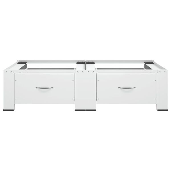 vidaXL Двойна стойка за пералня и сушилня с чекмеджета, бяла