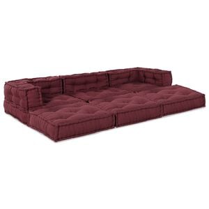 vidaXL Модулен диван Текстил Тъмен червен 210 x 70 x 56 см