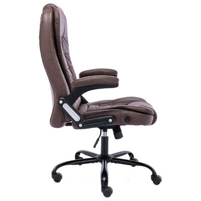 vidaXL Офис стол, тъмнокафяв, изкуствена велурена кожа