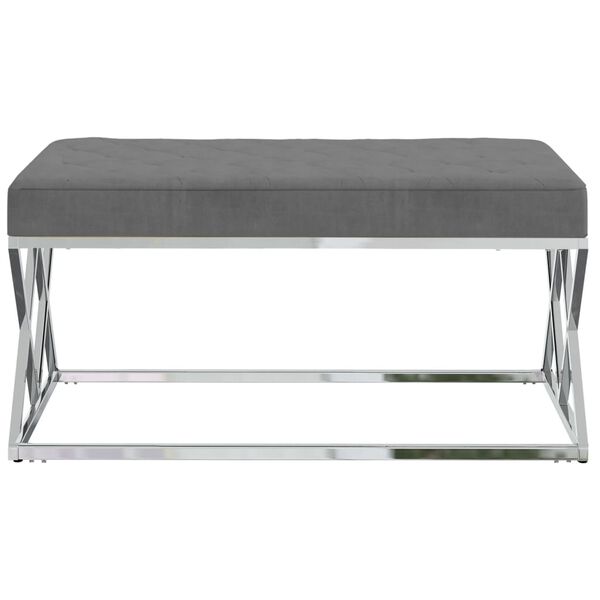 vidaXL Пейка, тъмносива, кадифе и неръждаема стомана