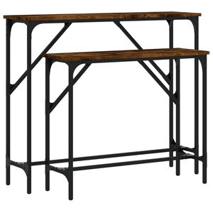 vidaXL Конзолни маси, 2 бр, опушен дъб, инженерно дърво
