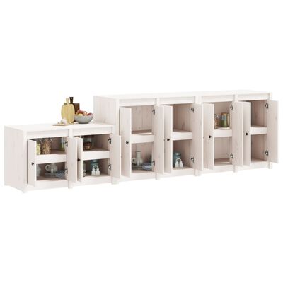 vidaXL Кухненски шкафове за открито, 3 бр, бели, бор масив