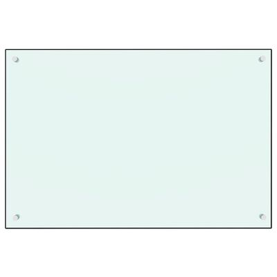vidaXL Кухненски гръб, бял, 90x60 см, закалено стъкло