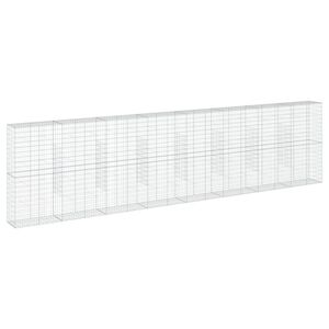 vidaXL Габионна кошница с покритие, 800x50x200 см, поцинковано желязо