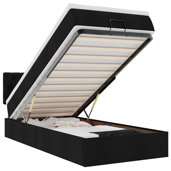 vidaXL Османска легло с матрак и LED, черно, 90x190 см, плат