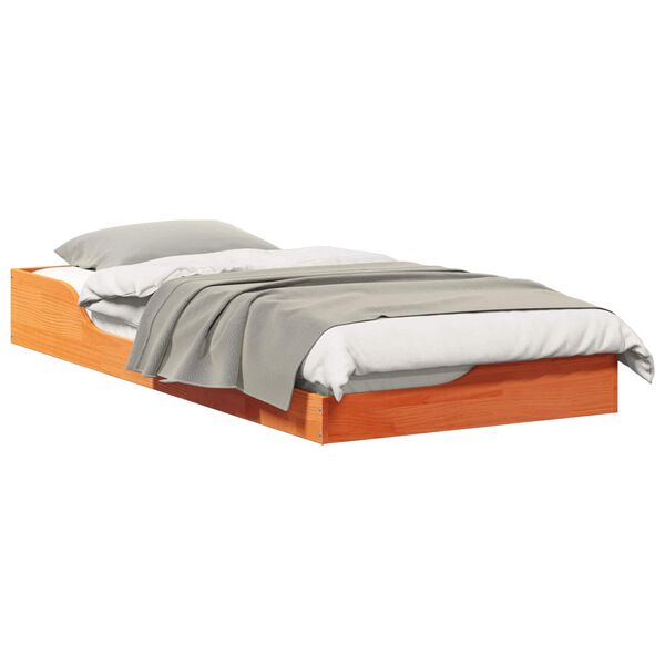 vidaXL Леглово дъно Восъчнокафяв 80 x 200 cm Борово дърво масив