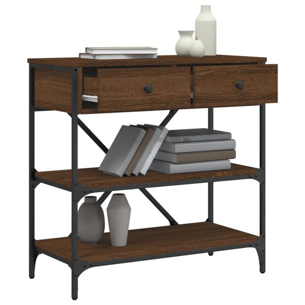 vidaXL Конзолна маса, кафяв дъб, 75x34,5x75 см, инженерно дърво