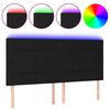 vidaXL LED горна табла за легло, черна, 160x5x118/128 см, плат