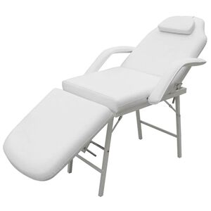 vidaXL Преносим стол за лице, изкуствена кожа, 185x78x76 см, бял
