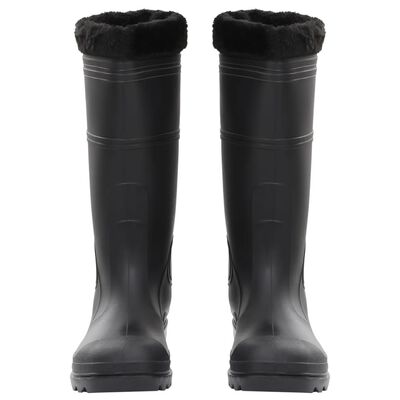 vidaXL Ботуши за дъжд с подвижни чорапи, черни, размер 44, PVC
