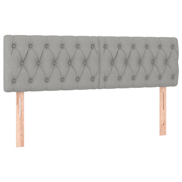 vidaXL LED горна табла за легло, светлосива, 160x7x78/88 см, плат