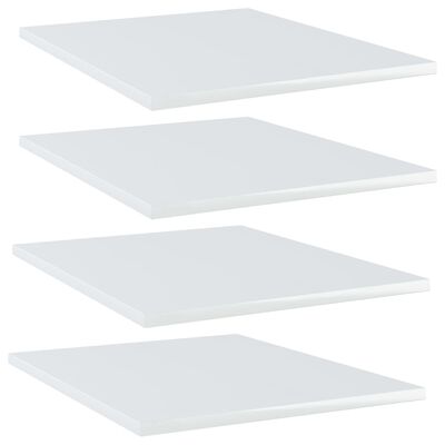 vidaXL Рафтове за етажерка, 4 бр, бял гланц, 40x50x1,5 см, ПДЧ