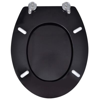 vidaXL WC тоалетна седалка МДФ капак изчистен дизайн черна