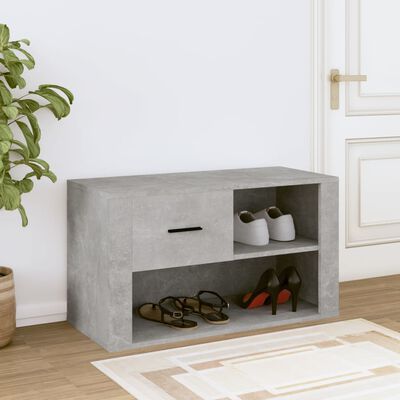 vidaXL Шкаф за обувки, бетонно сив, 80x35x45 см, инженерно дърво