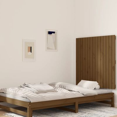 vidaXL Стенна табла за спалня, меденокафява, 95,5x3x90 см, бор масив