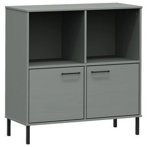 vidaXL Библиотека с метални крака сива 90x35x90,5 см дърво масив OSLO